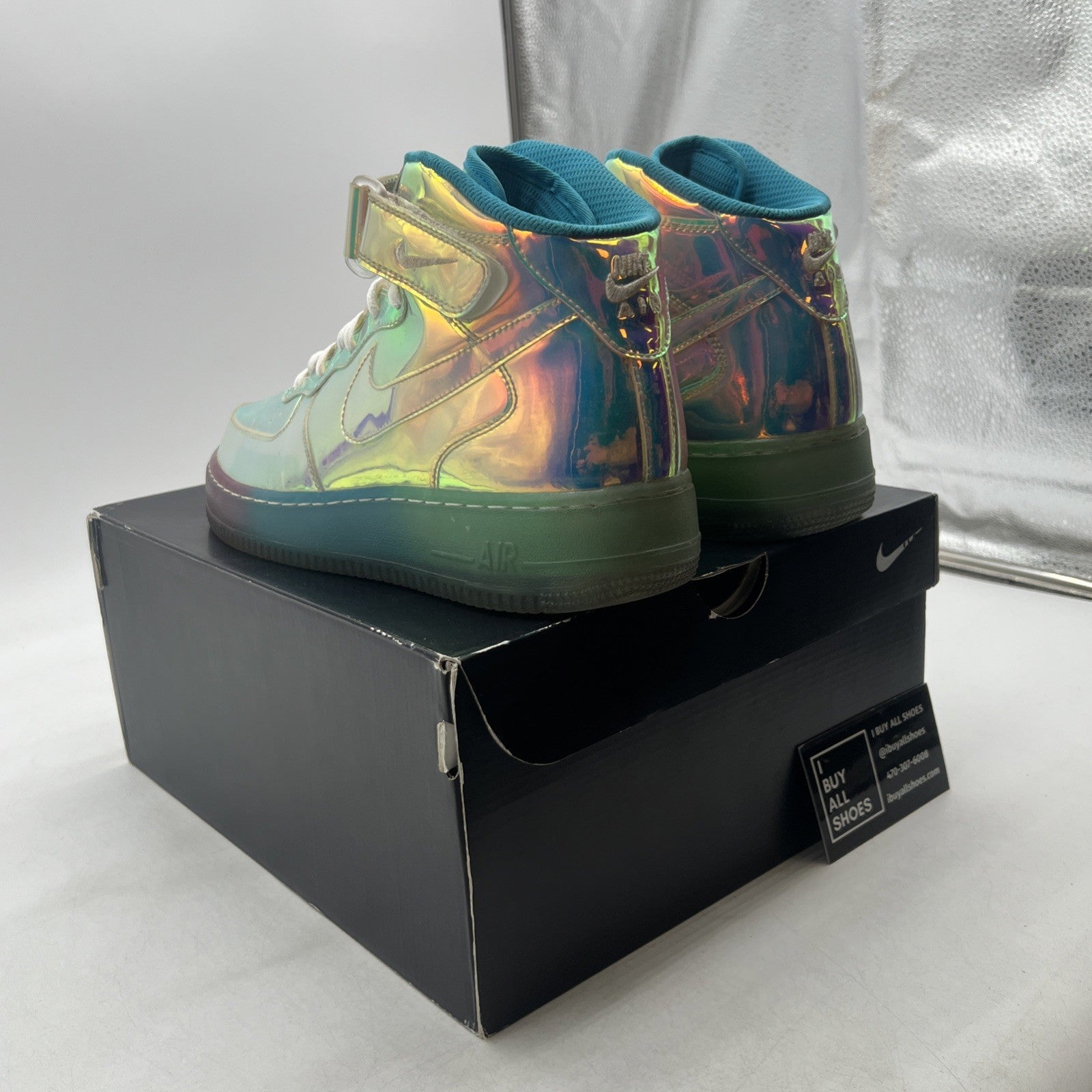 Size 9.5 -Nike Air Force 1 Mid Iridescent ID Blue Multicolor/Violet (779425-991)