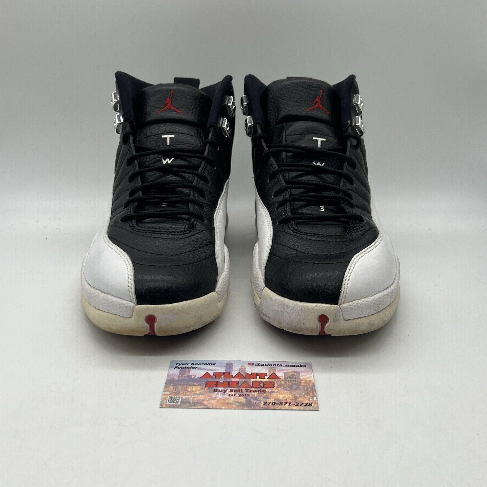 Size 10.5 - Air Jordan 12 Retro 2012 Playoff Black White Red Leather Used