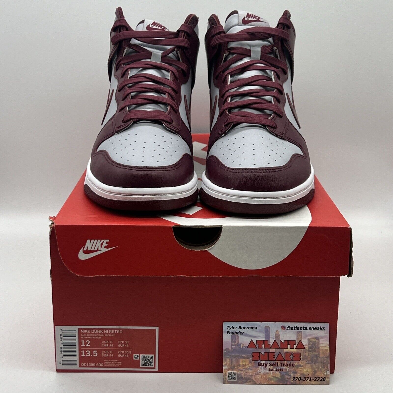 Size 12 - Nike Dunk High Dark Beetroot Brand New Og All Grey