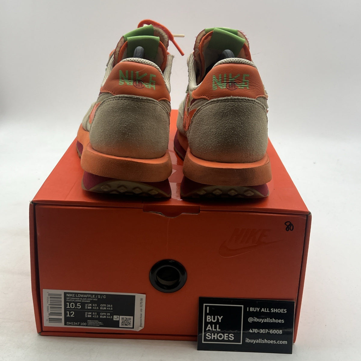 Size 10.5 - sacai x Clot x Nike LDWaffle Net Orange Blaze (DH1347-100)