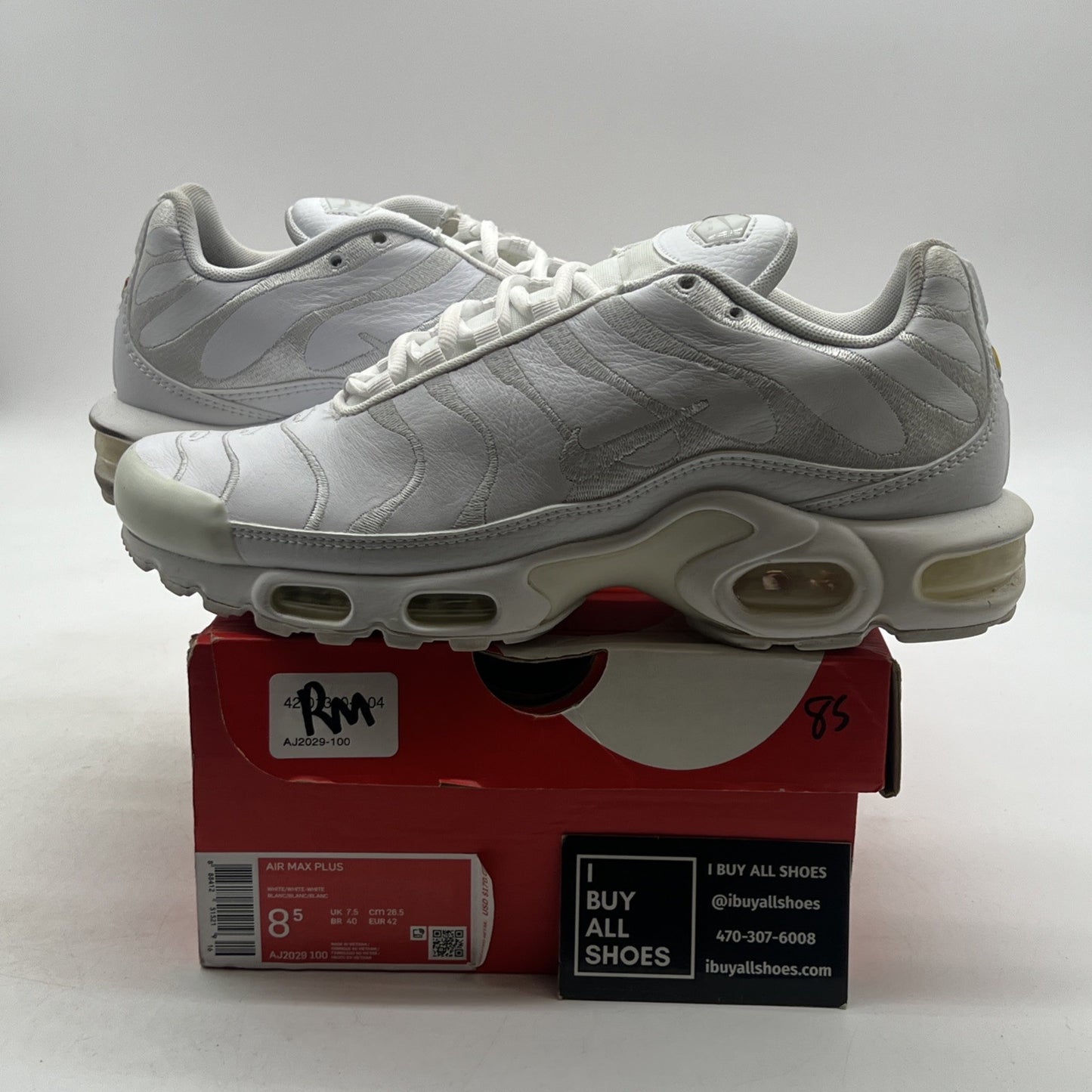 Size 8.5 - Nike Air Max Plus TN Triple White (AJ2029-100)