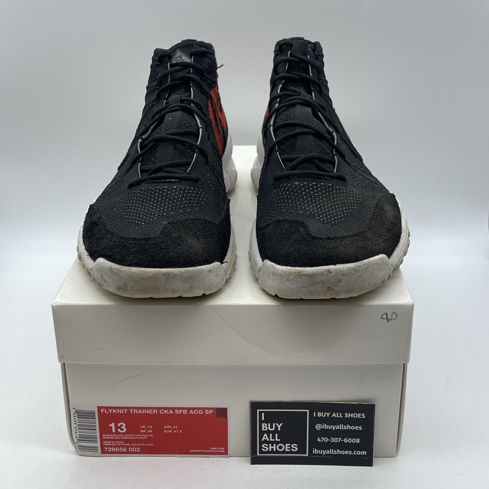 Size 13 - NikeLab Flyknit Trainer Chukka SFB ACG SP Black (728656-002)