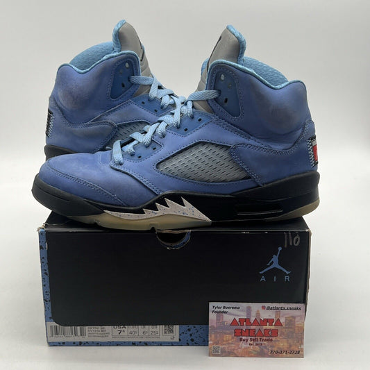 Size 7.5 - Jordan 5 Retro SE Mid UNC Black Blue Suede (DV1310-401)