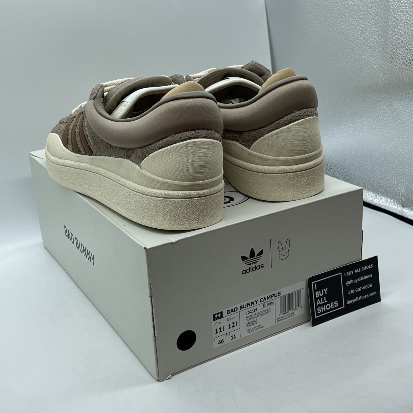Size 11.5 - Bad bunny  Adidas Campus chalky brown Suede Leather (ID2529)