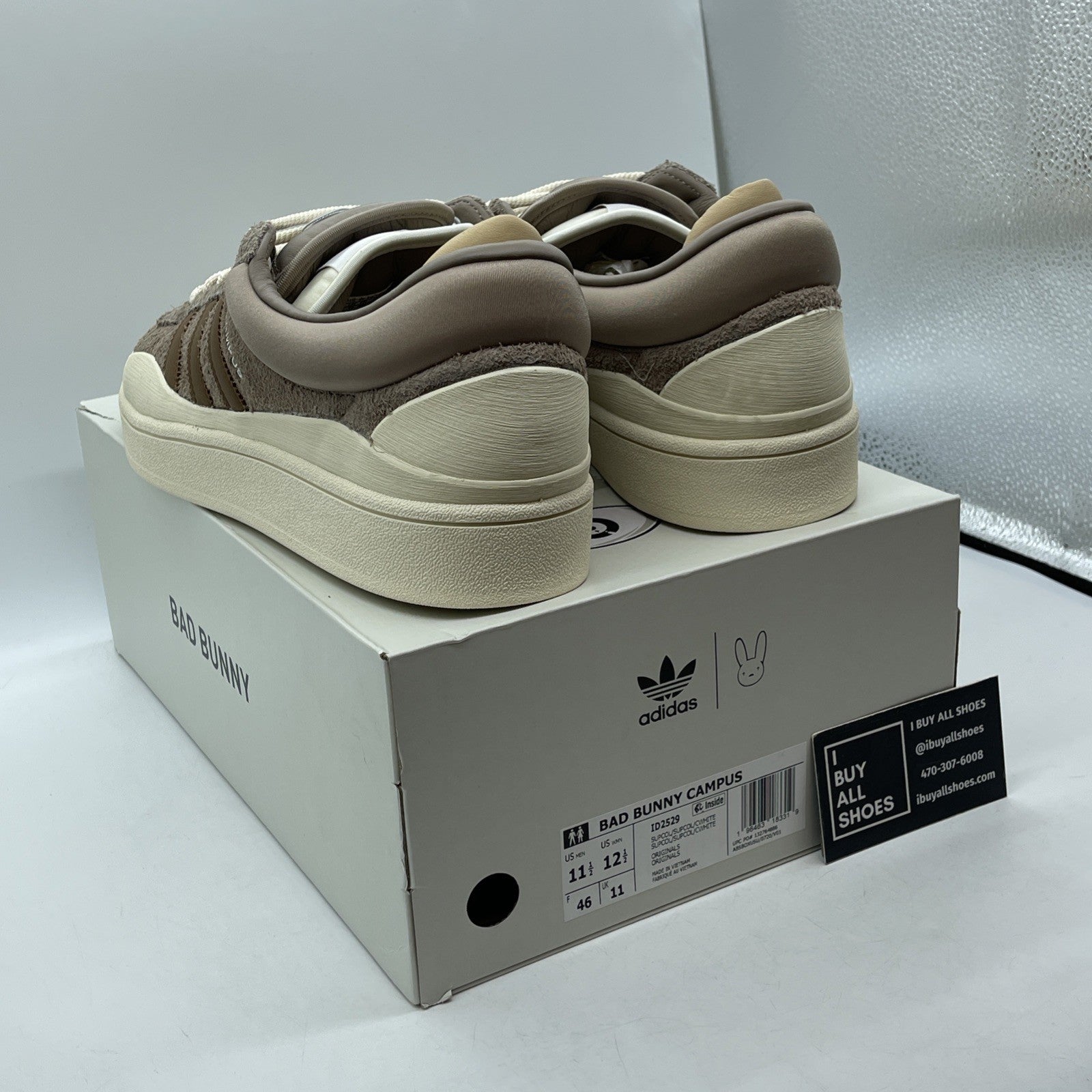 Size 11.5 - Bad bunny  Adidas Campus chalky brown Suede Leather (ID2529)