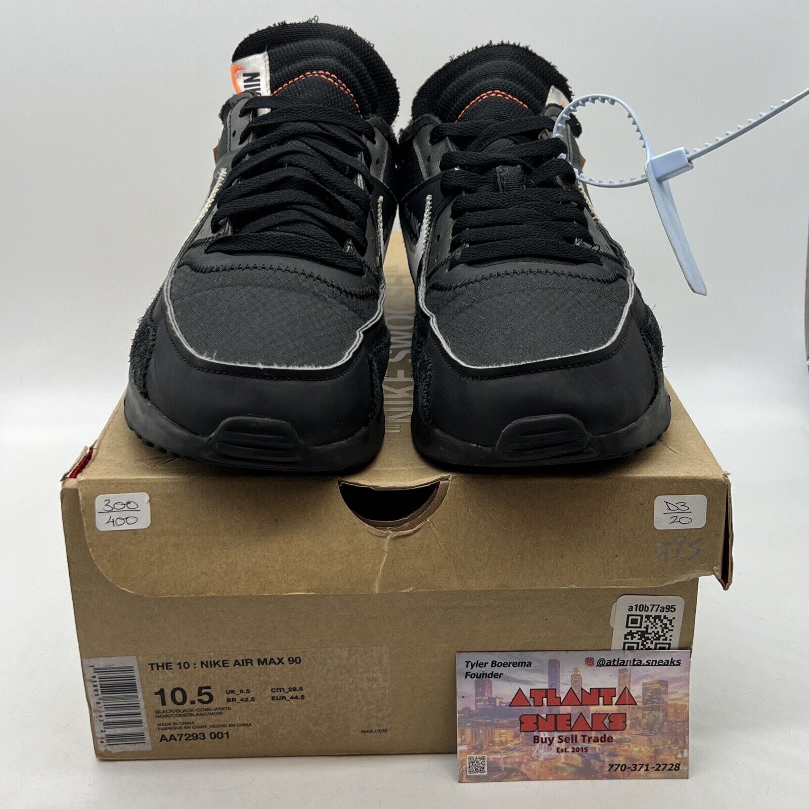 Size 10.5 - Nike Air Max 90 x OFF-WHITE Black 2019 White (AA7293-001)