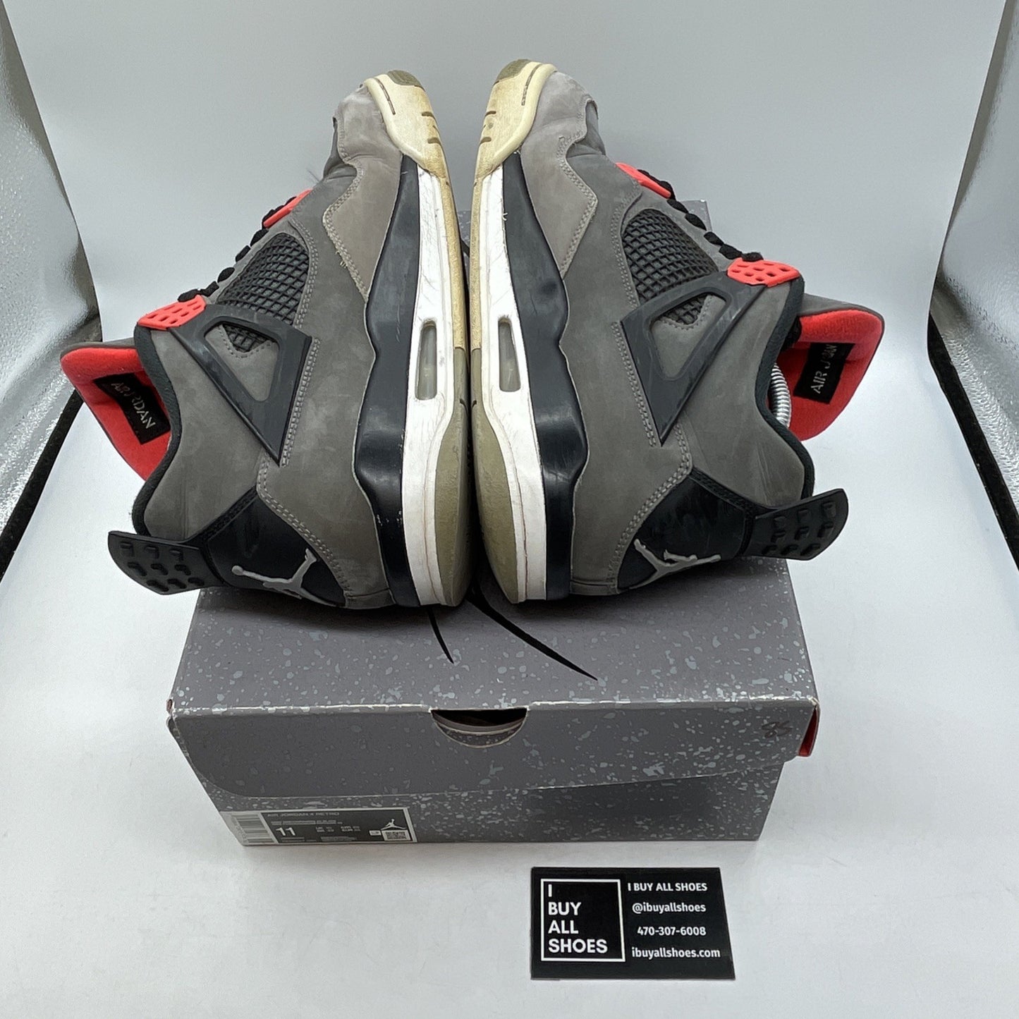 Size 11 - Jordan 4 Retro Mid Infrared Grey Black Suede (DH6927-061)