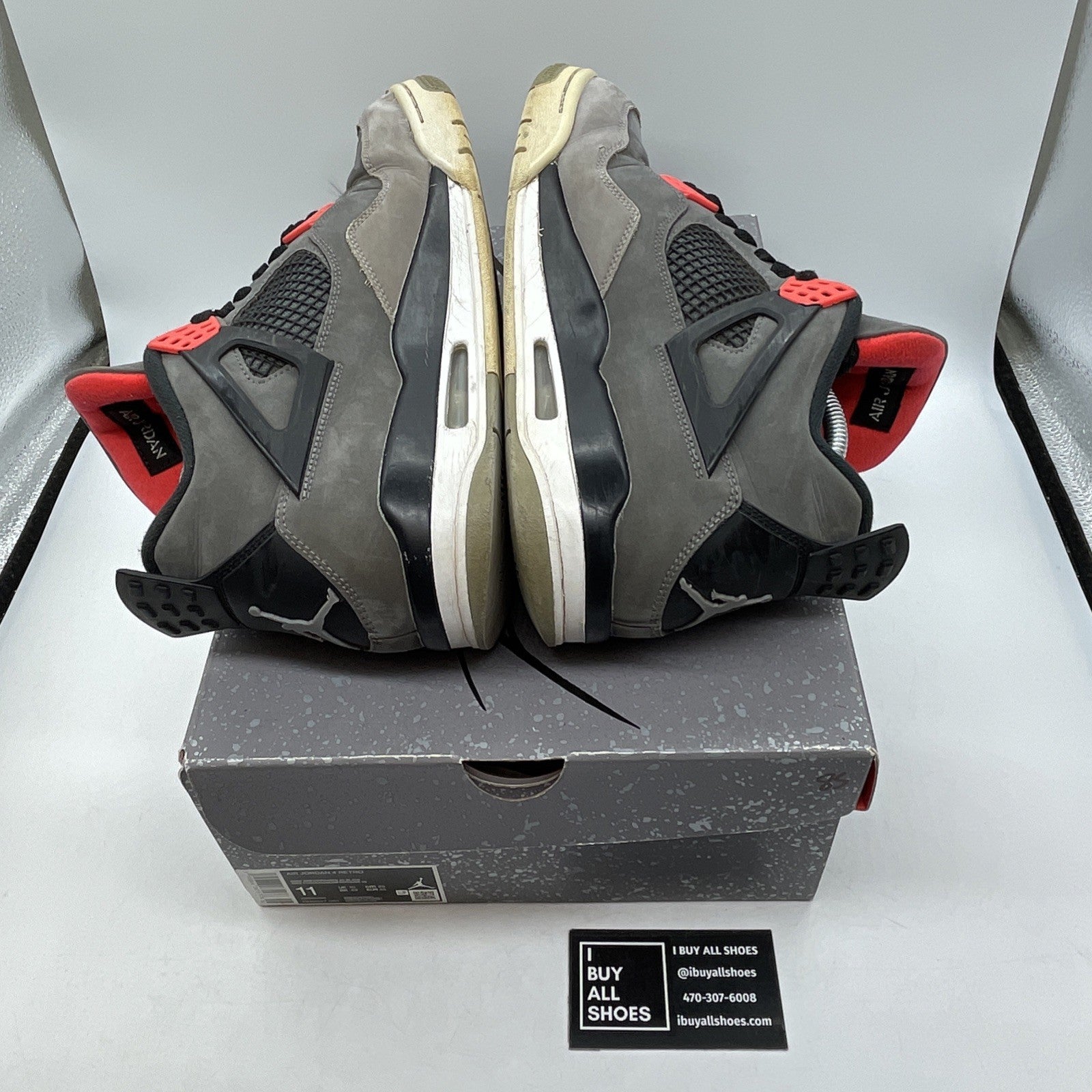 Size 11 - Jordan 4 Retro Mid Infrared Grey Black Suede (DH6927-061)