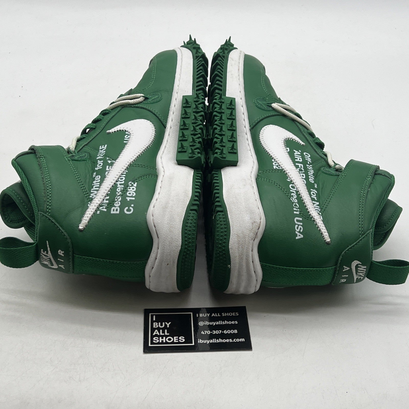 Size 12 - Nike Off-White x Air Force 1 SP Leather Mid Pine Green (DR0500-300)