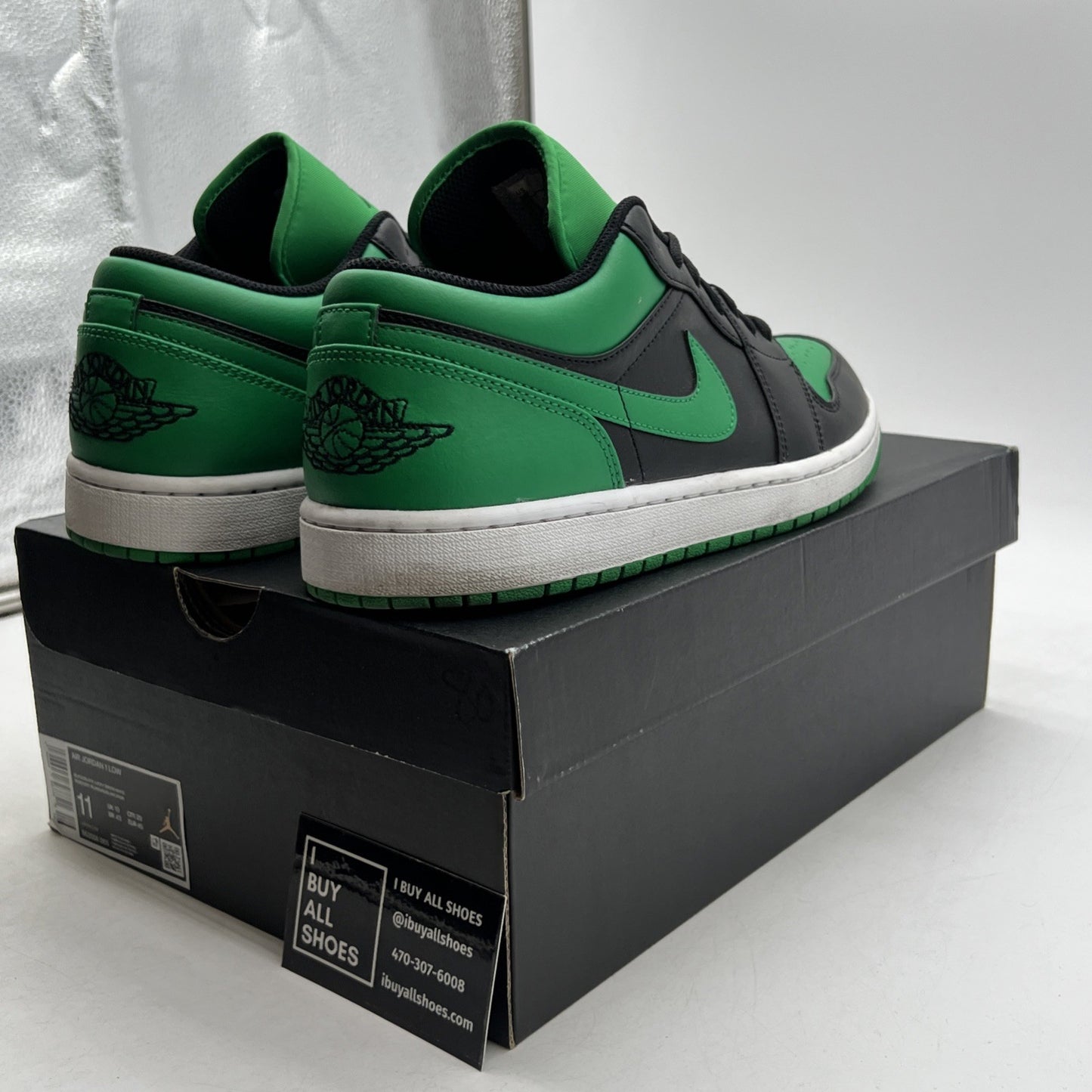 Size 11 - Air Jordan 1 Low Black Lucky Green (553558-065)