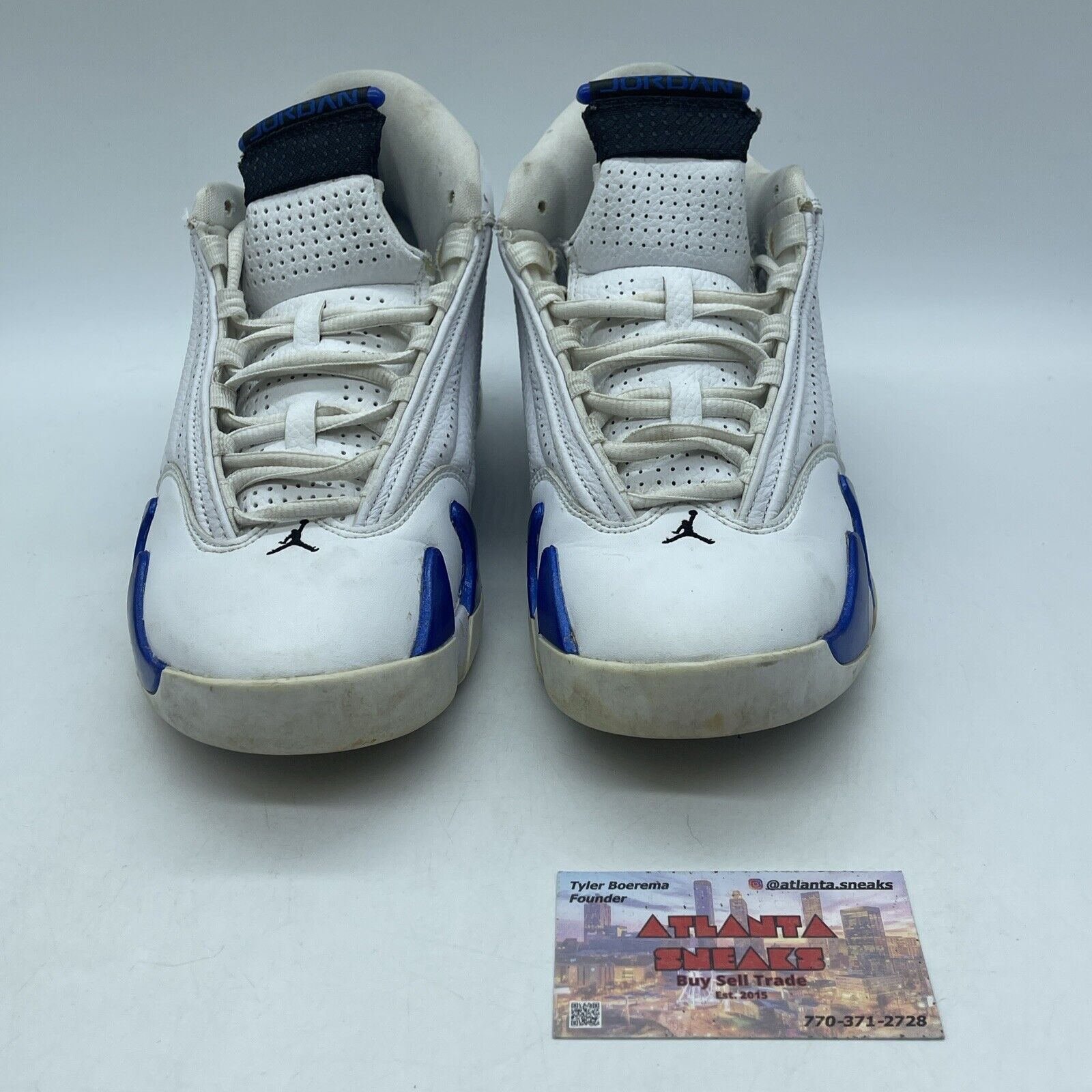 Size 9 - Air Jordan 14 Retro Hyper Royal Blue Black White Leather (487471-104)