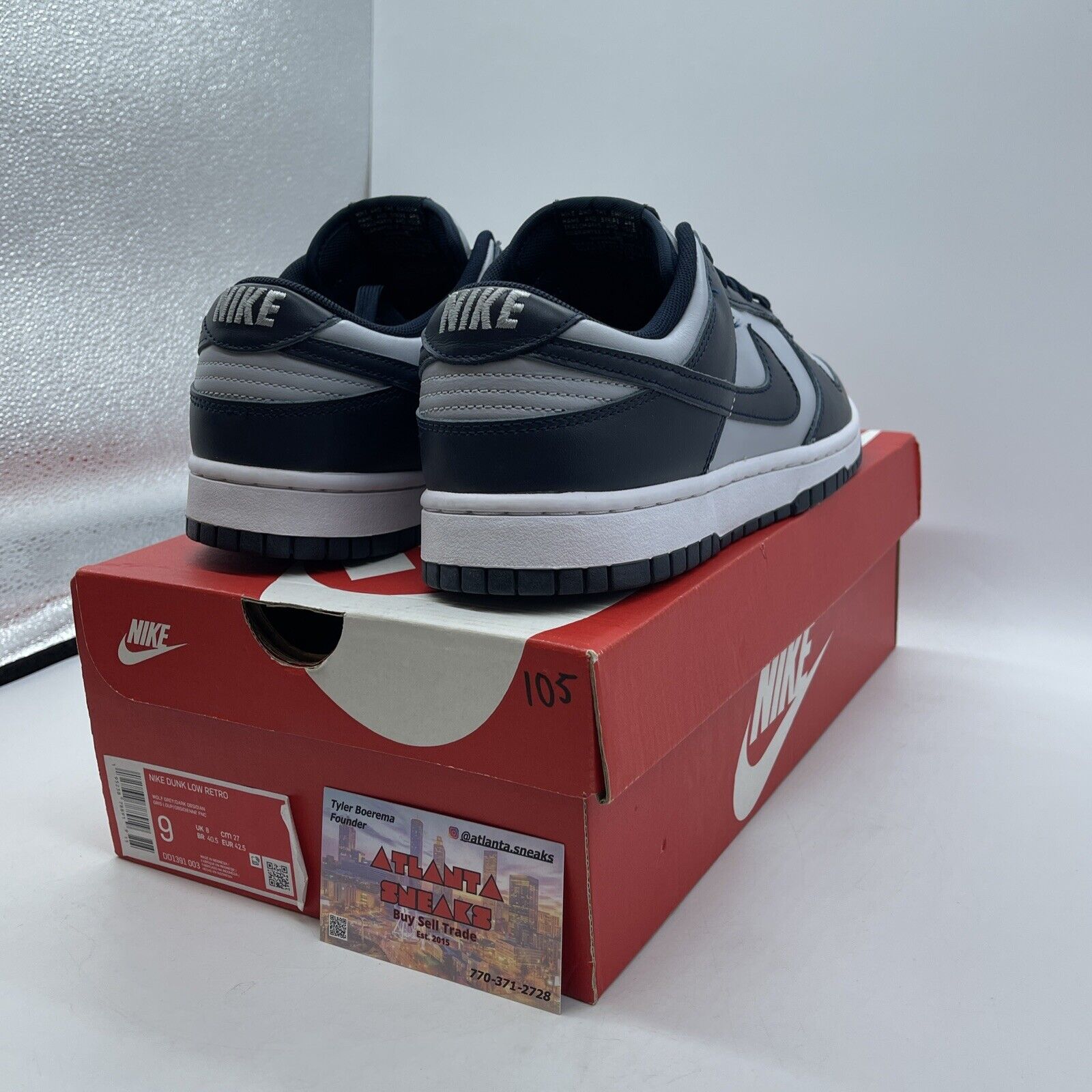 Size 9 - Nike Dunk Low Georgetown Navy White Grey Leather (DD1391-003)