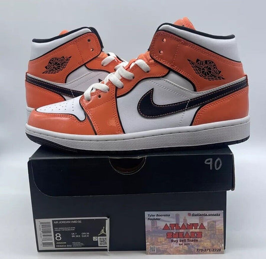 Size 8 - Air Jordan 1 SE Mid Turf Orange White Black Leather (DD6834-802)