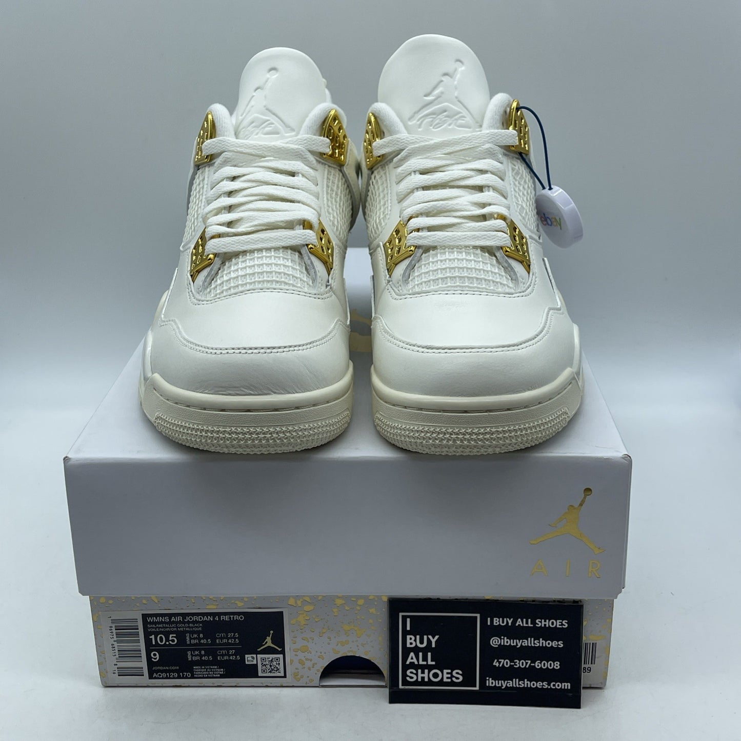 Size 10.5W - Air Jordan 4 Retro Metallic Gold (AQ9129-170)