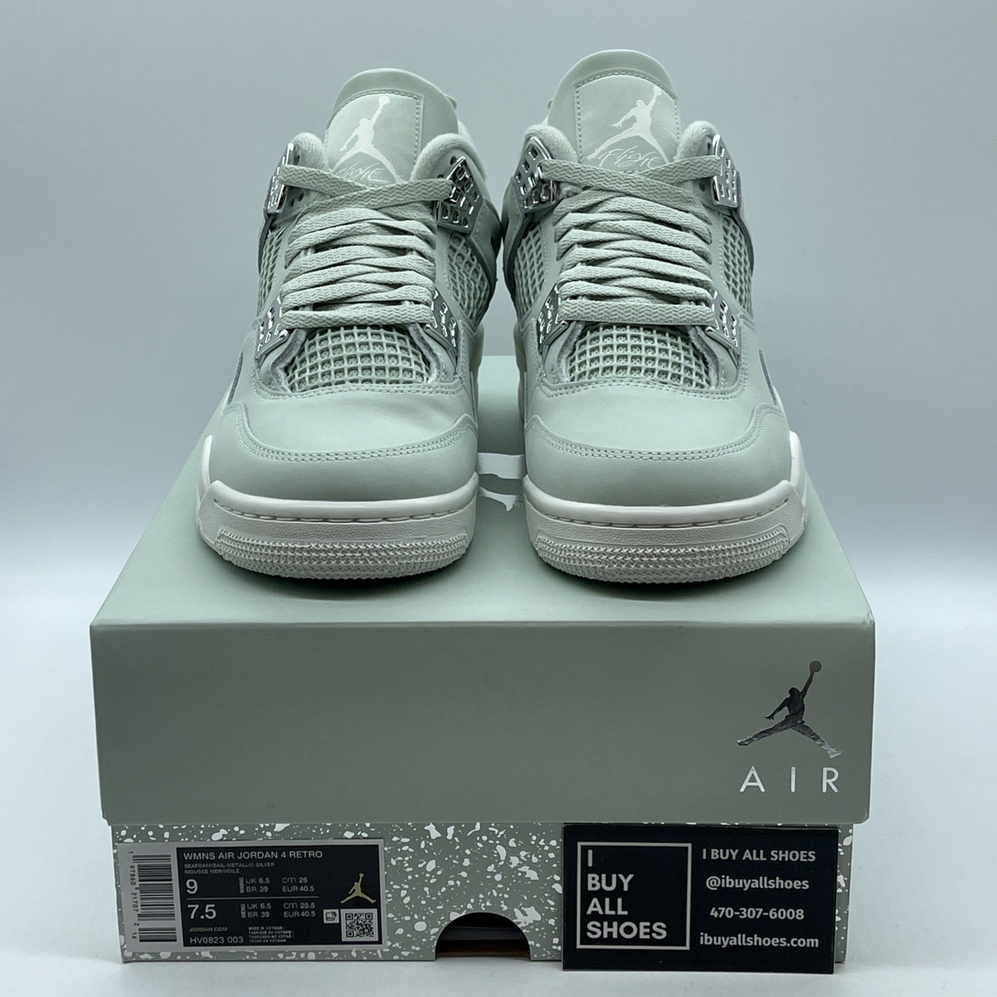 Size 9W - Air Jordan 4 Retro Abundance Seafoam Blue Silver Leather (HV0823-003)