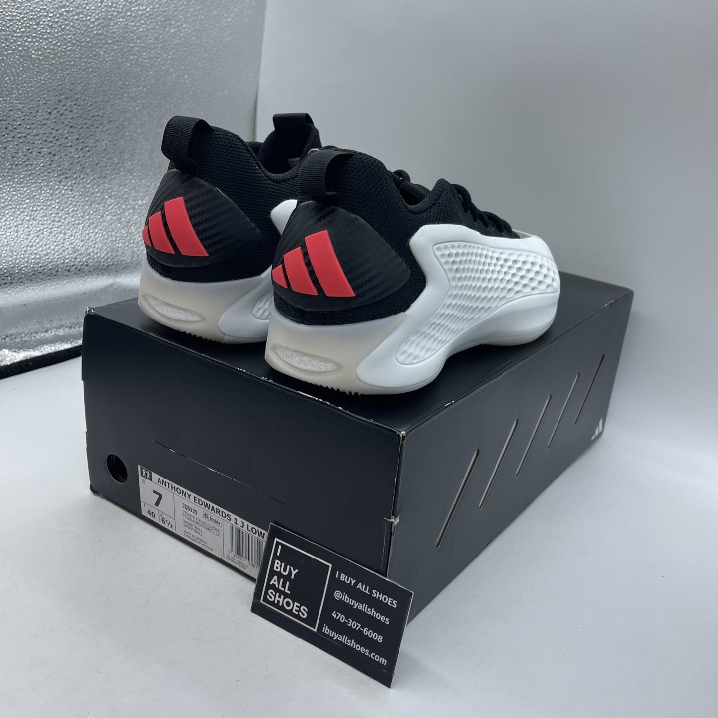 Size 7 - Adidas AE 1 Anthony Edwards LOW White Black Stormtrooper (JQ6140)