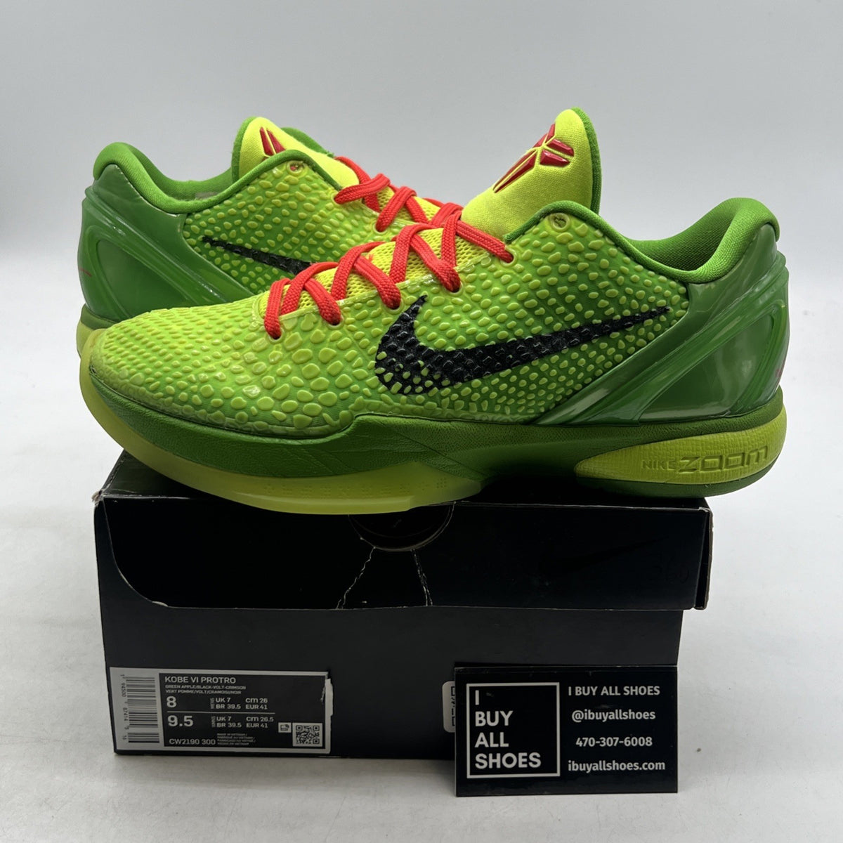 Size 8 - Nike Zoom Kobe 6 Protro Low Grinch (CW2190-300)
