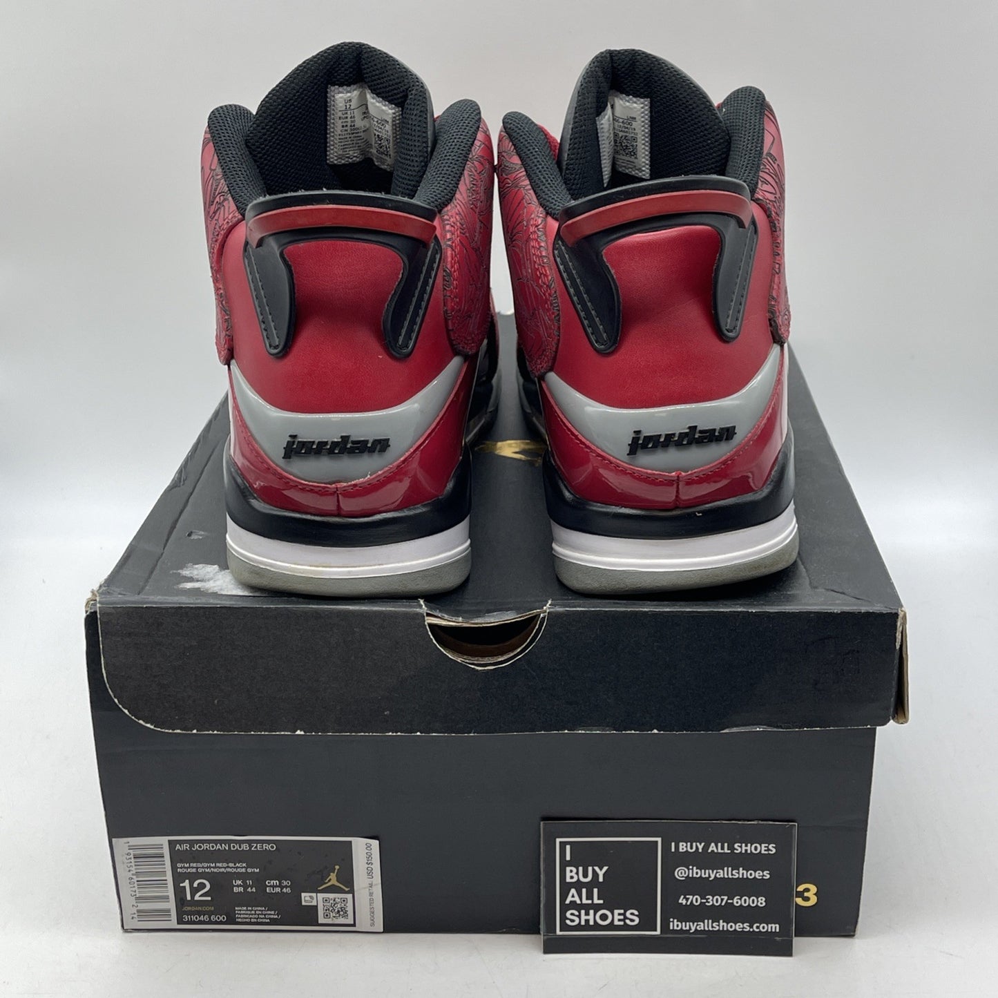 Size 12 - Jordan Dub Zero Toro Bravo Red Grey Black Leather (311046-600)