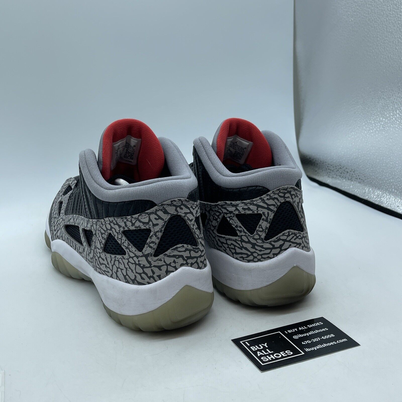 Size 12 - Air Jordan 11 Retro IE Low Black Cement Black Grey White (919712-006)