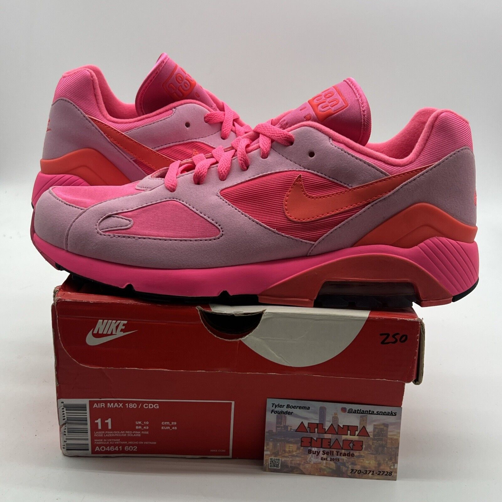 Size 11 - Nike Comme des Garçons x Air Max 180 Triple Pink (AO4641-602)