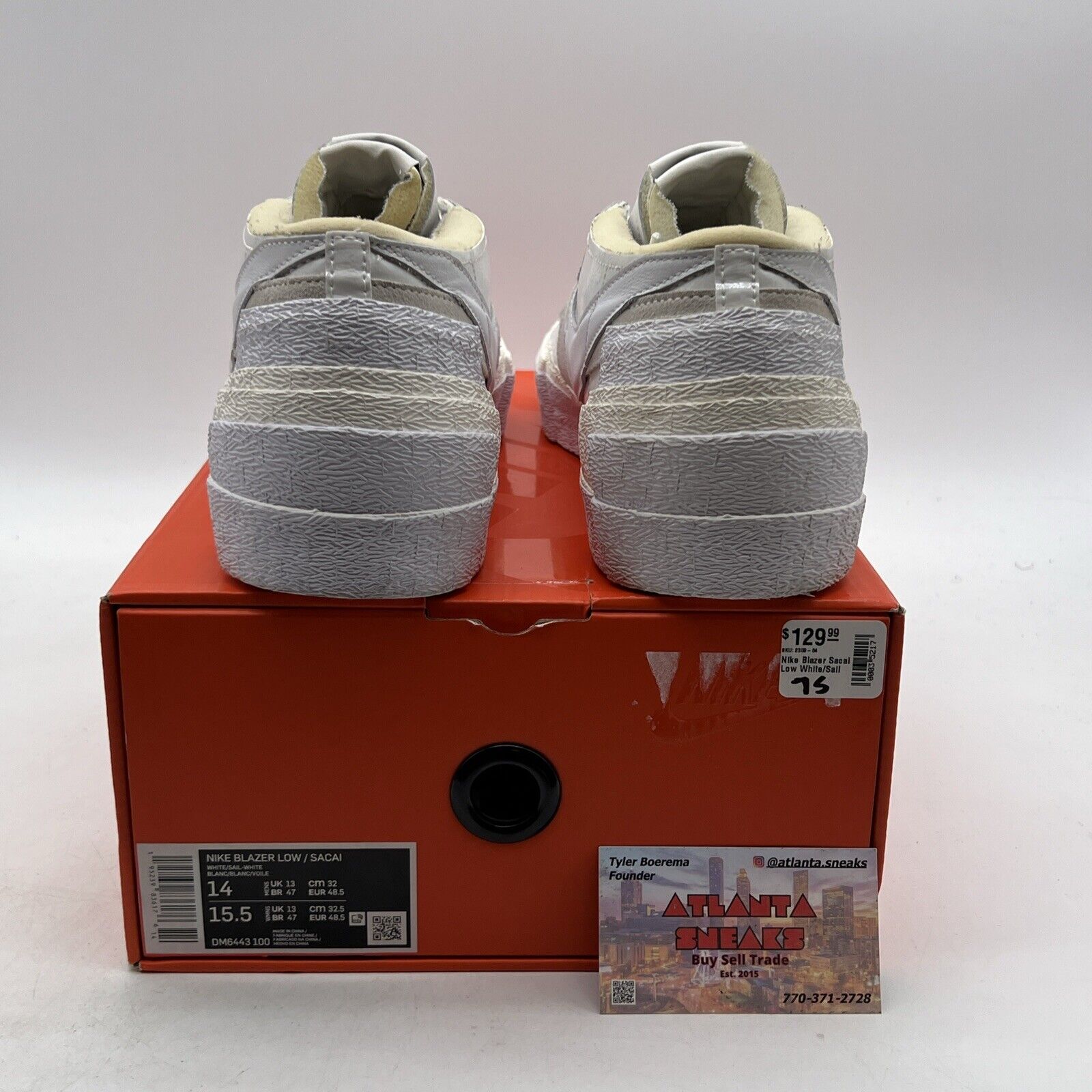 Size 14 - Nike sacai x Blazer Low White Patent (DM6443-100)