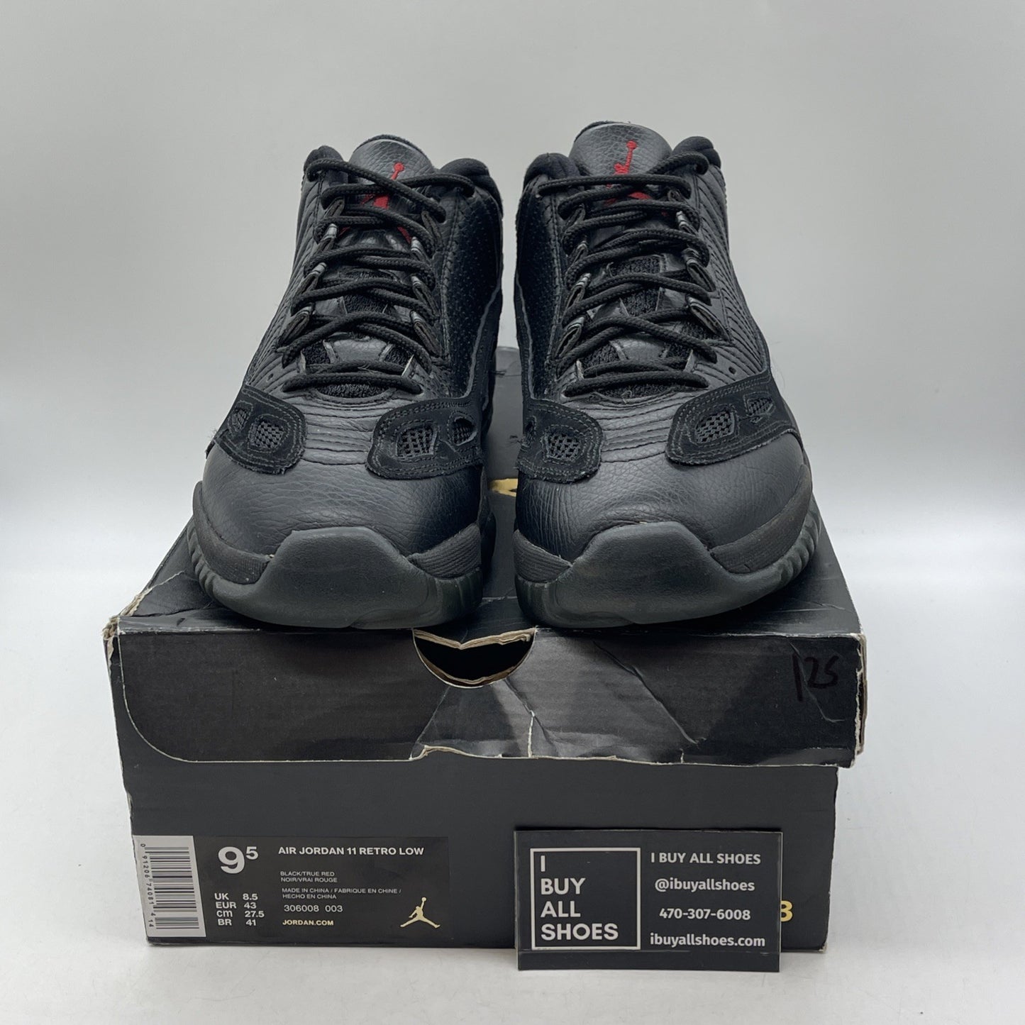 Size 9.5 - Air Jordan 11 IE Low Referee Black Suede Leather (306008-003)