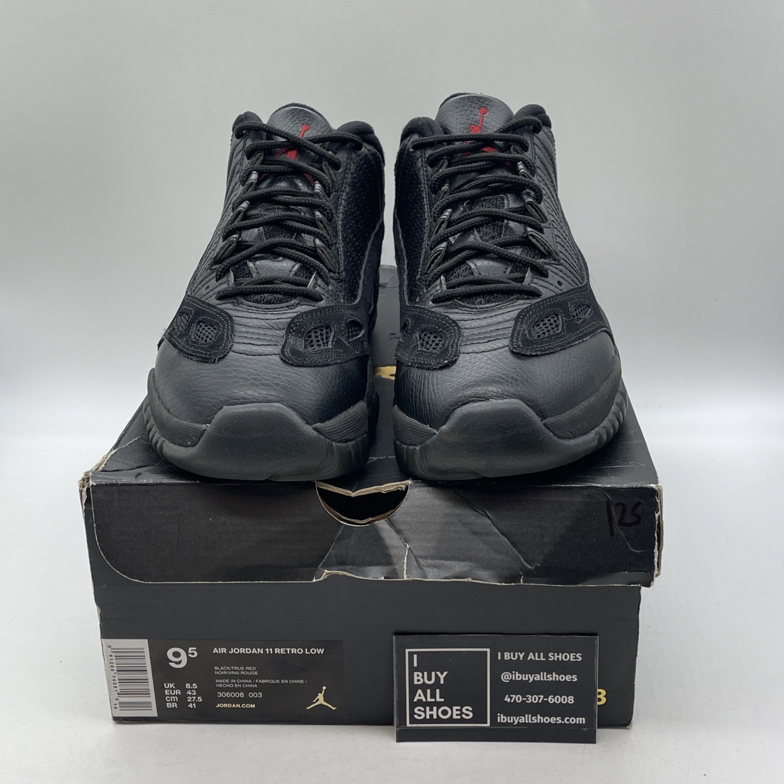 Size 9.5 - Air Jordan 11 IE Low Referee Black Suede Leather (306008-003)