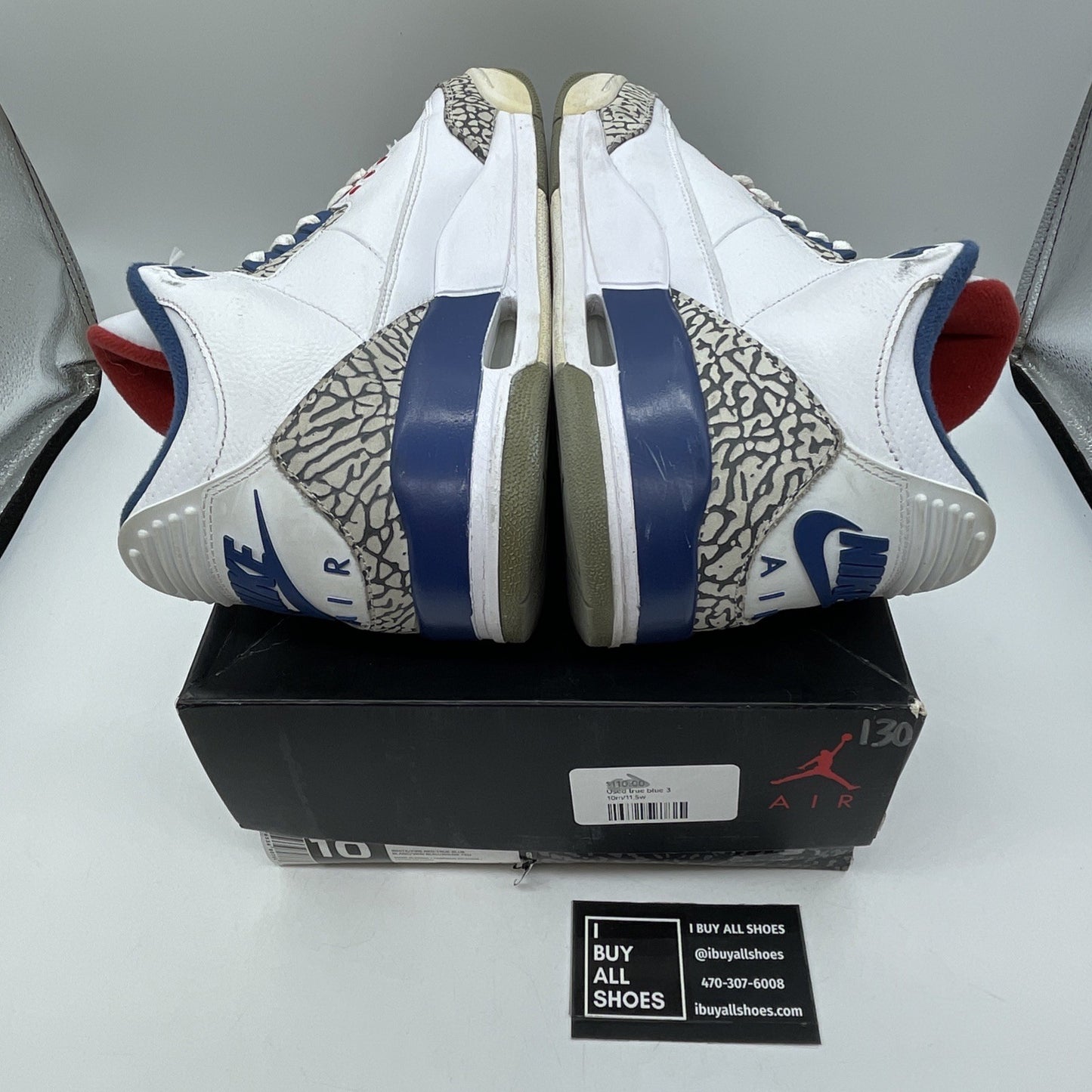 Size 10 - Jordan 3 Retro OG Mid True Blue Grey White Leather (854262-106)