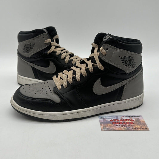 Size 11 - Jordan 1 Retro OG High Shadow Black Grey Premium Leather Cream Laces