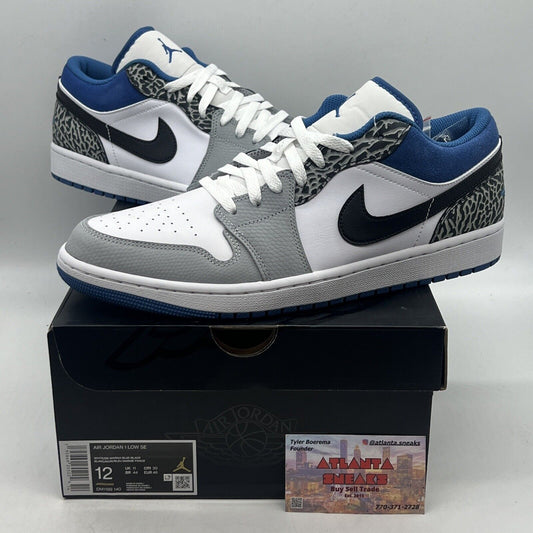 Size 12 - Jordan 1 Low True Blue Brand New Og All White