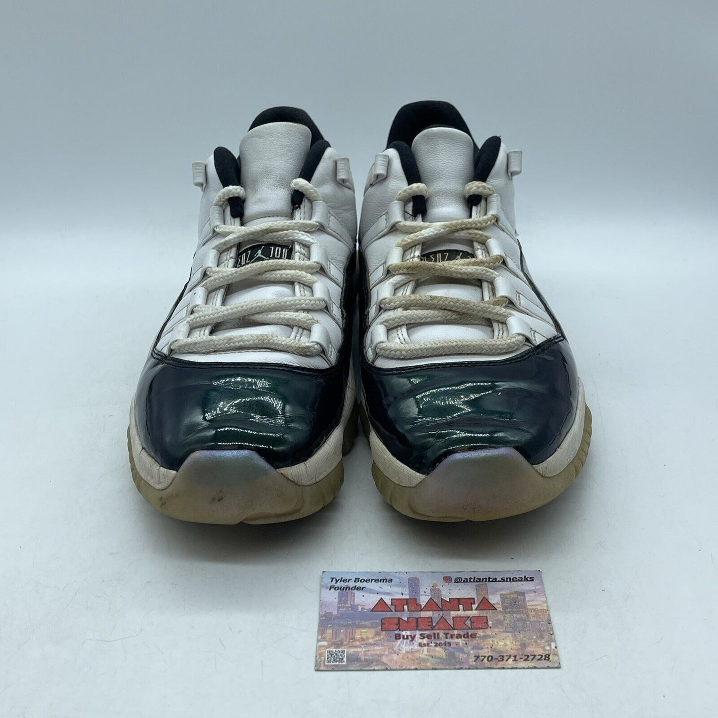 Size 8.5 - Air Jordan 11 Retro Low Emerald White Green Leather (528895-145)