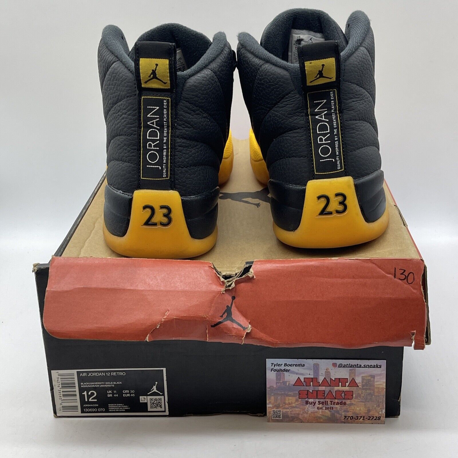 Size 12 - Jordan 12 Retro University Gold 2020 Yellow Black Leather (130690-070)