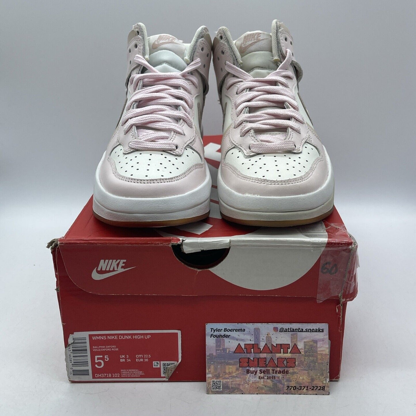 Size 5.5W - Nike Dunk Up Rebel High Pink Oxford Pink White Leather (DH3718-102)