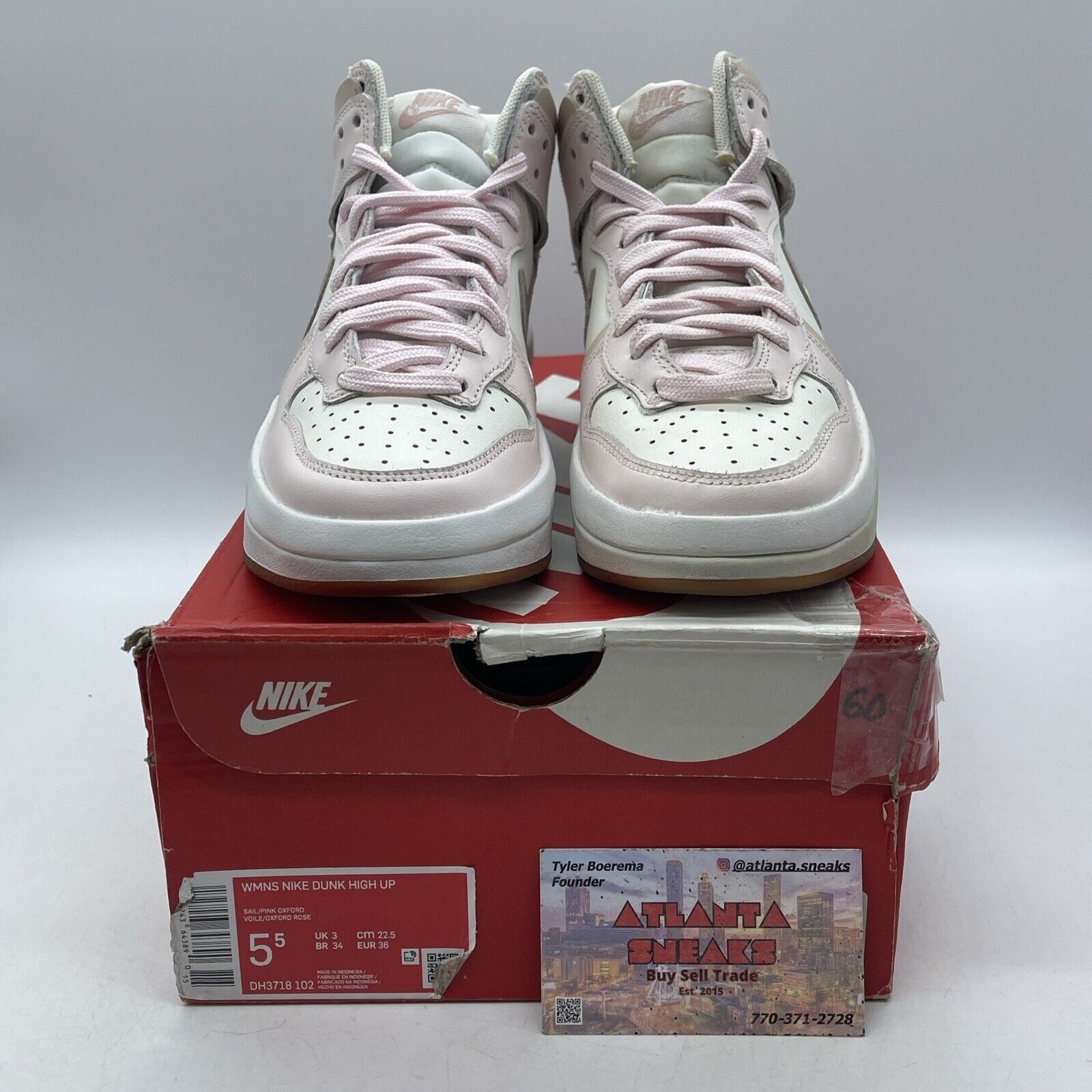 Size 5.5W - Nike Dunk Up Rebel High Pink Oxford Pink White Leather (DH3718-102)