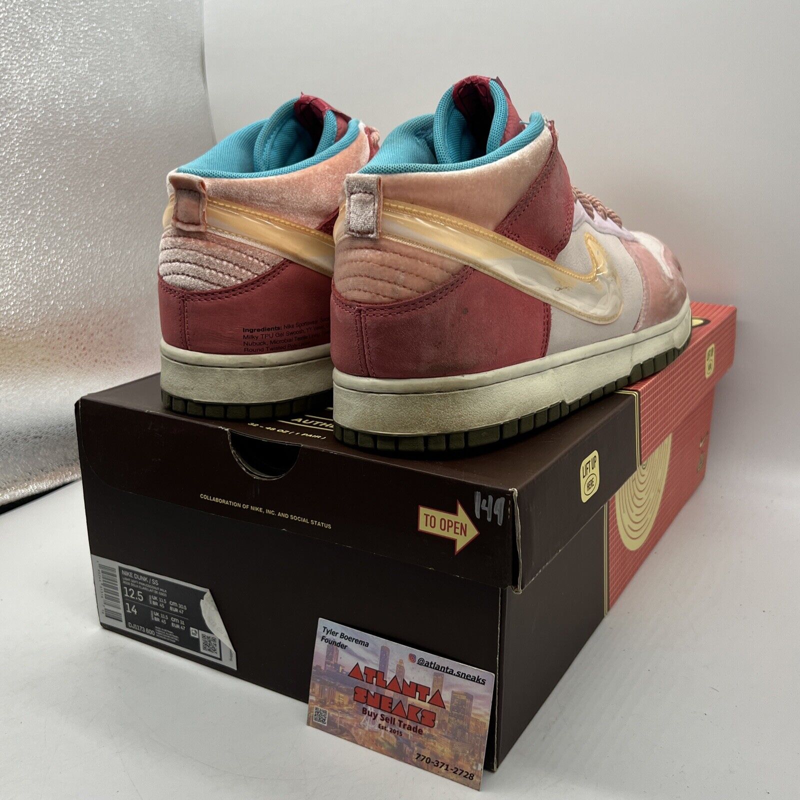 Size 12.5 - Nike Social Status x Dunk Mid Strawberry Milk (DJ1173-600)