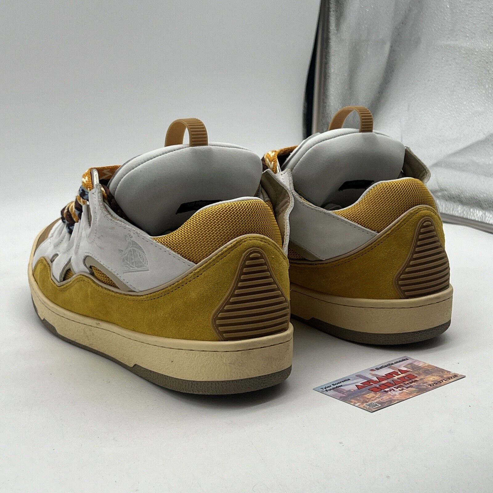 Size 10.5 - Lanvin Leather Curb Sneakers Low Top Yellow FM-(SKRK-11-DRAG-H22)