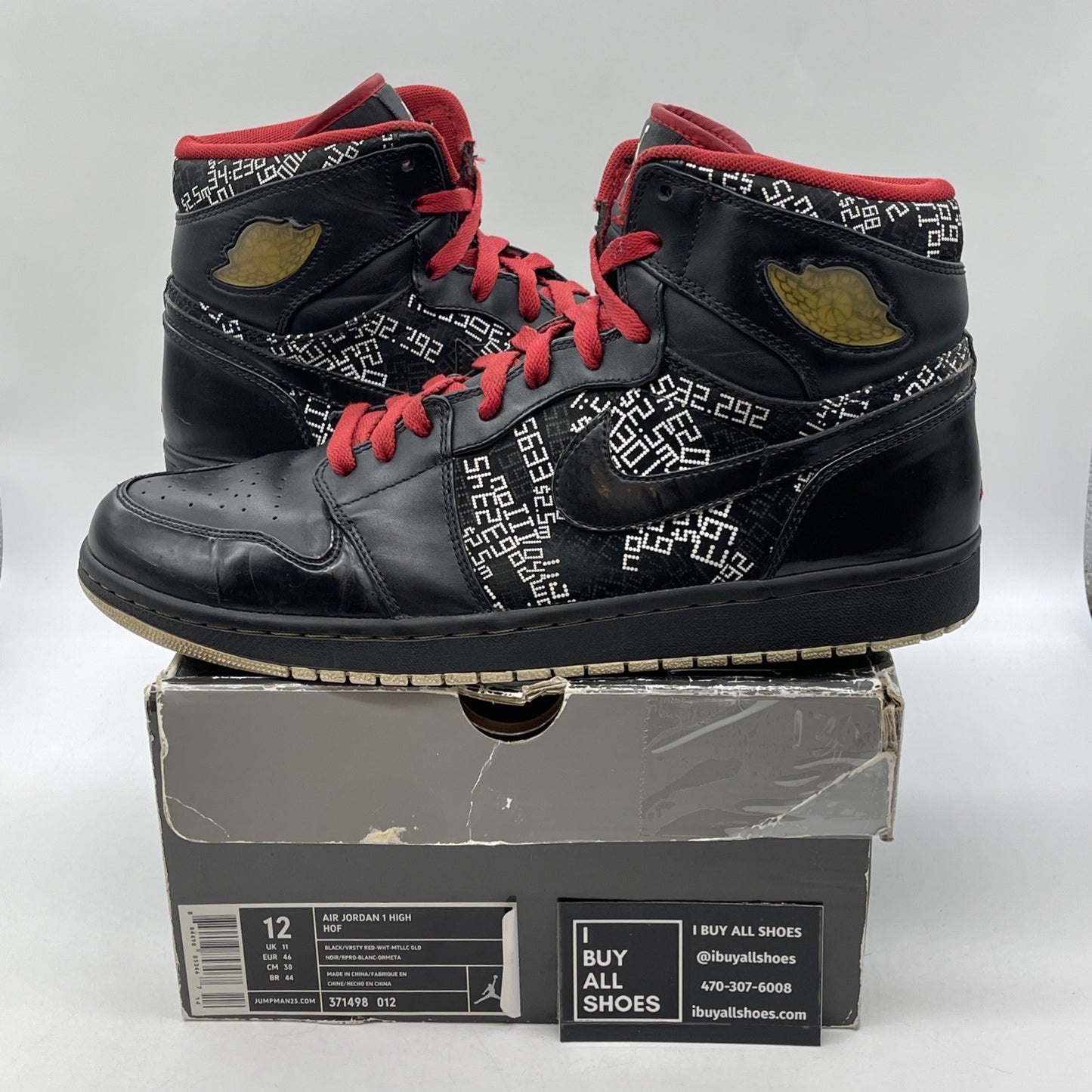 Size 12 - Air Jordan 1 Hof High Hall Of Fame Black White Suede (371498-012)