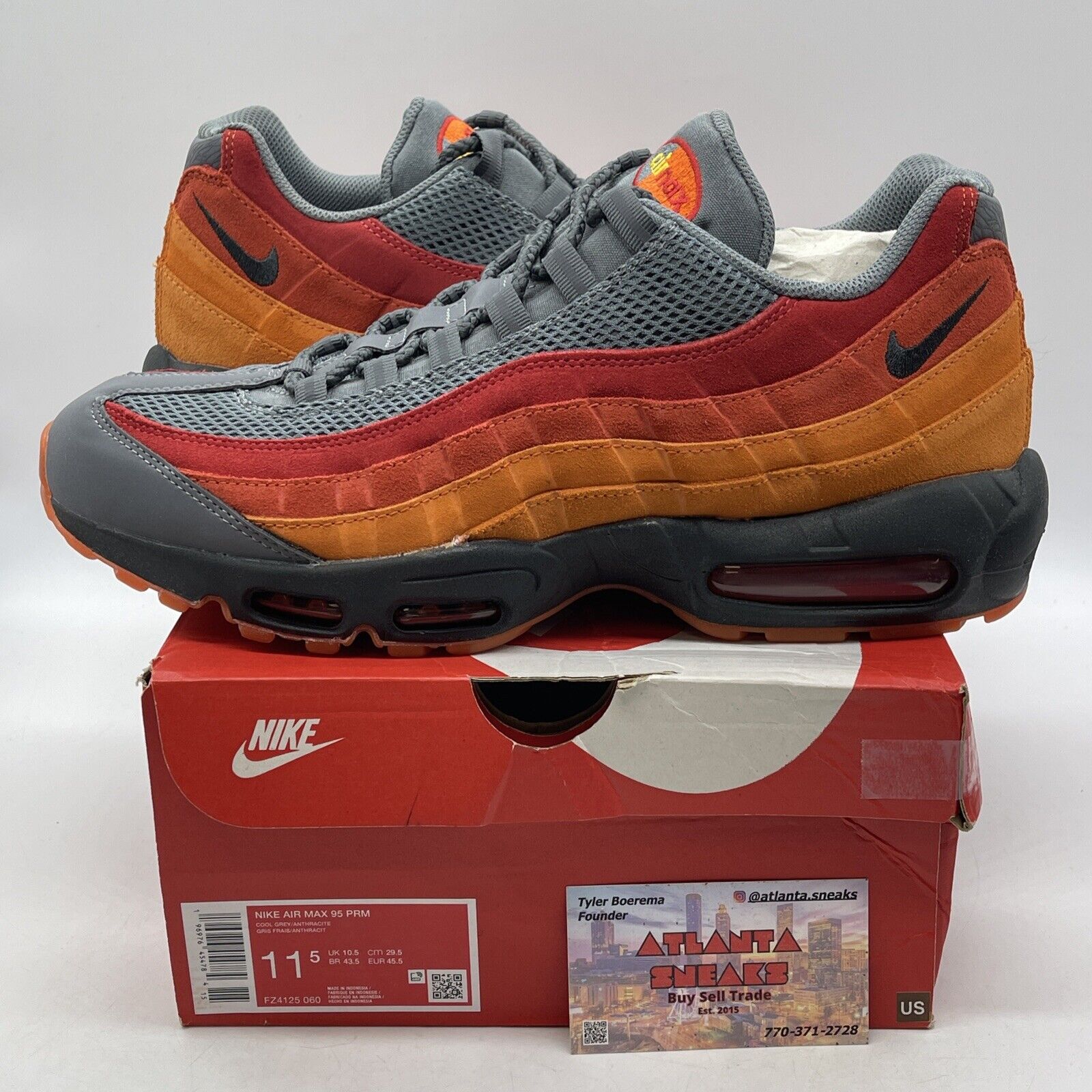 Size 11.5 - Nike Air Max 95 Premium Atlanta Black Grey Suede (FZ4125-060)