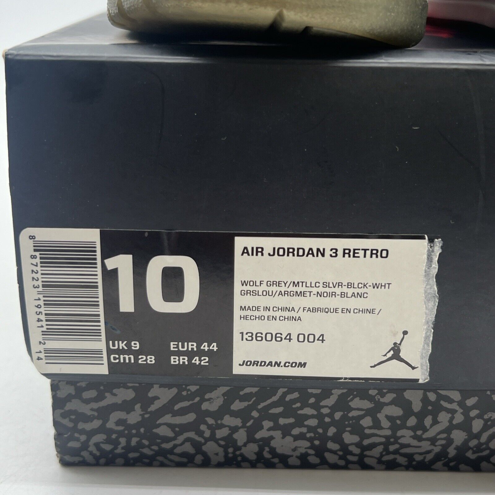 Size 10 - Air Jordan 3 Retro Wolf Grey (136064-004)