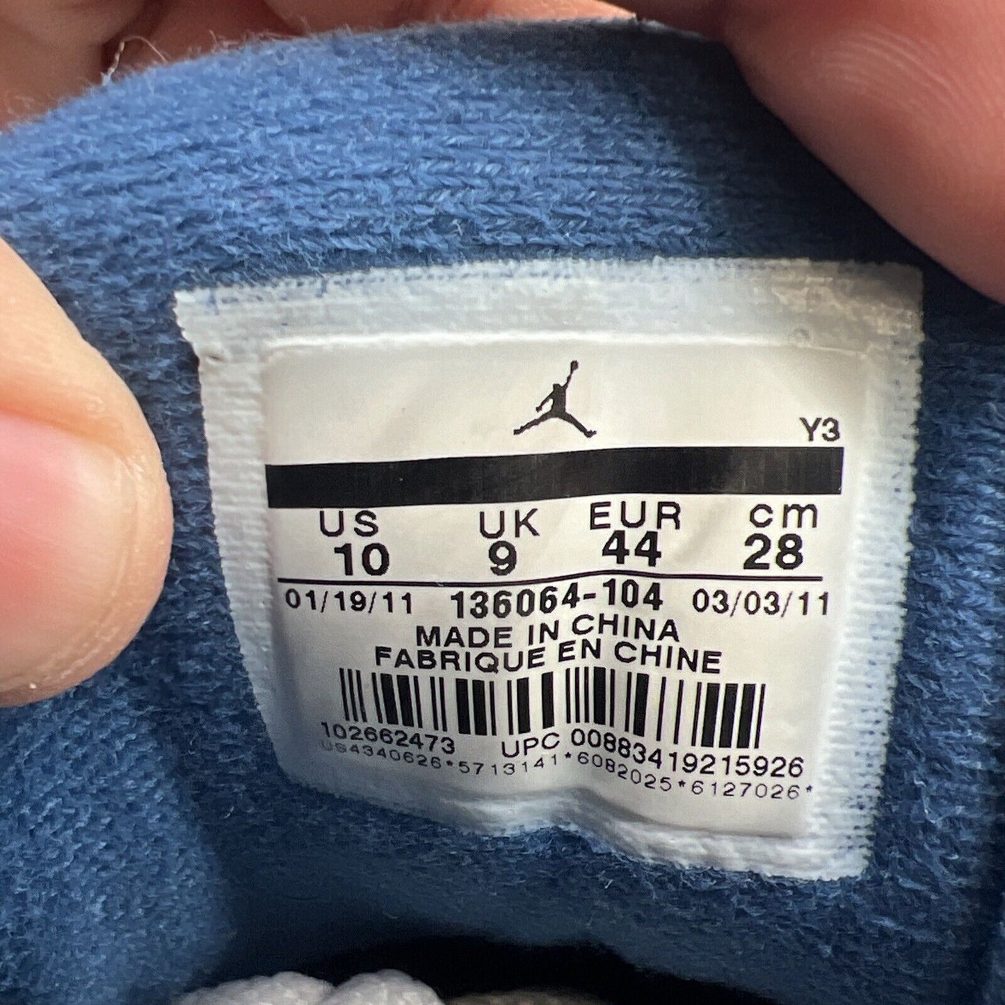Size 10 - Air Jordan 3 Retro 2011 True Blue (136064-104)