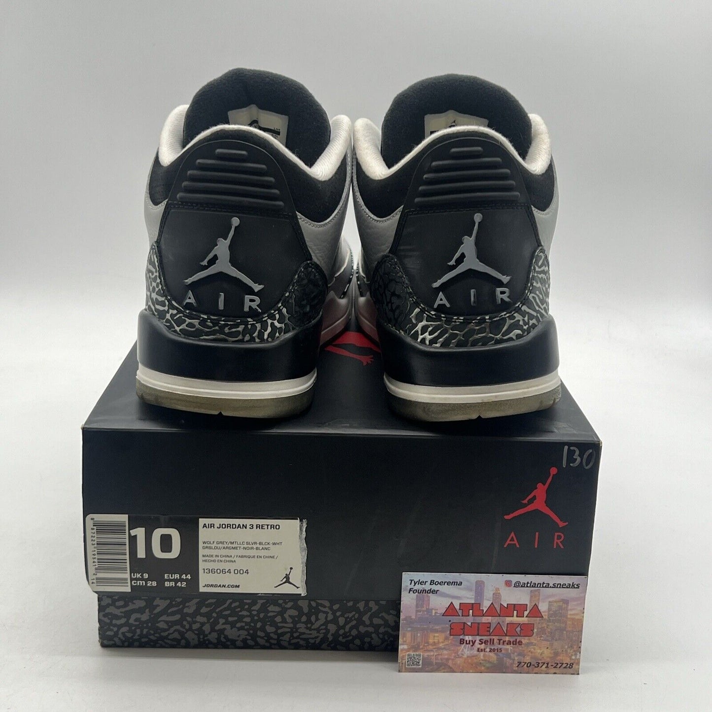 Size 10 - Air Jordan 3 Retro Wolf Grey (136064-004)