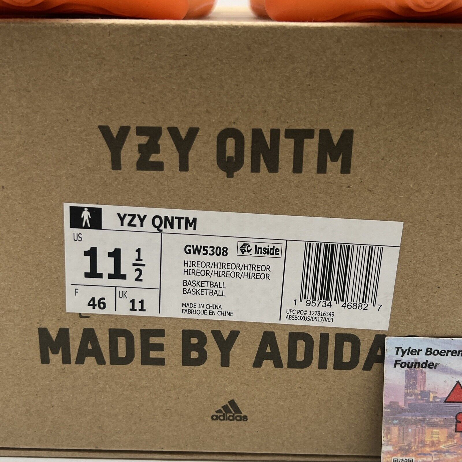 Size 11.5 - adidas Yeezy Quantum Hi-Res Orange Suede (GW6308)