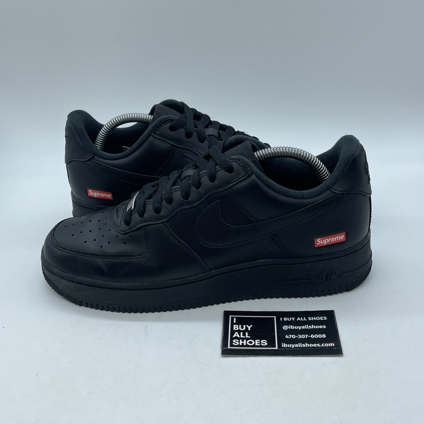 Size 9 - Nike Air Force 1 Low x Supreme Box Logo - Black Leather (CU9225-001)