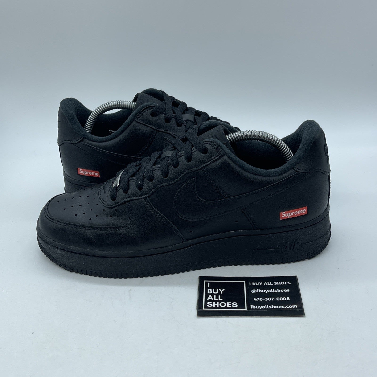 Size 9 - Nike Air Force 1 Low x Supreme Box Logo - Black Leather (CU9225-001)