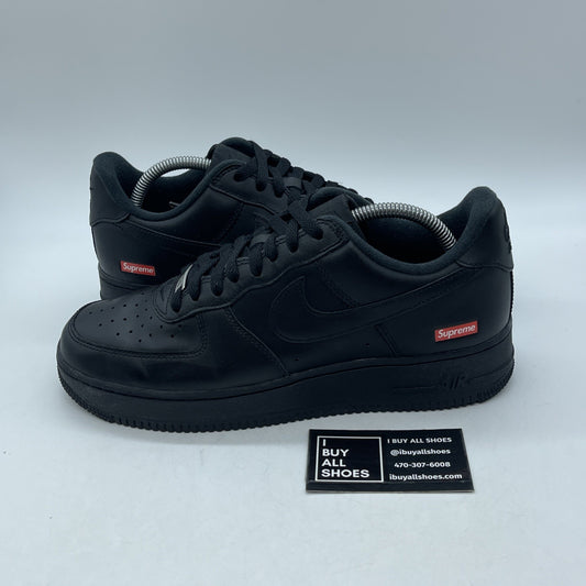Size 9 - Nike Air Force 1 Low x Supreme Box Logo - Black Leather (CU9225-001)