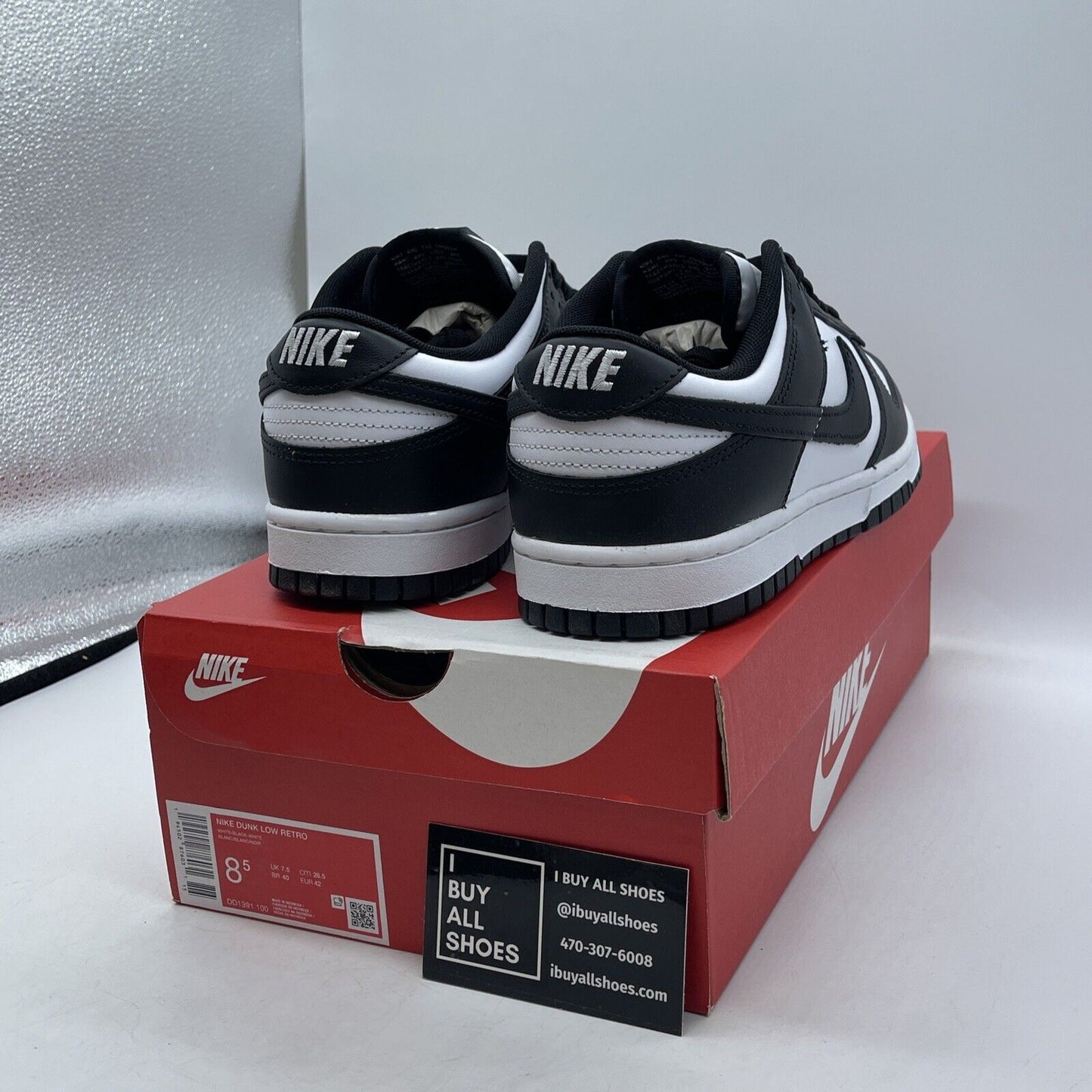 Size 8.5 - Nike Dunk Low Black White Suede Leather (DD1391-100)