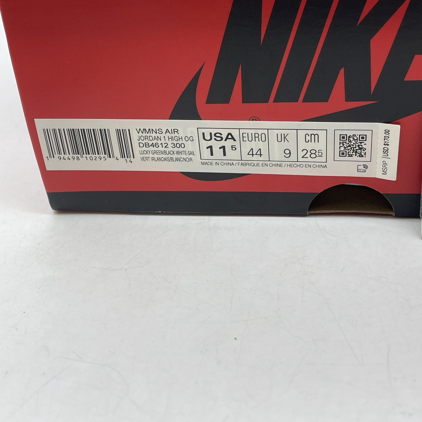 Size 11.5W - Air Jordan 1 Retro OG High Lucky Green (DB4612-300)