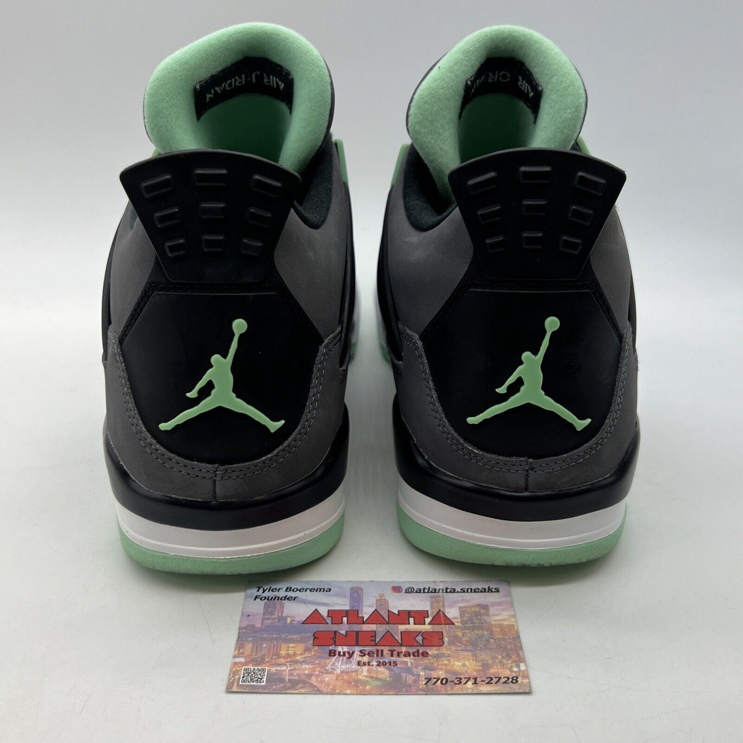 Size 11 - Jordan 4 Retro Green Glow 2013 Suede White Black (308497-033)