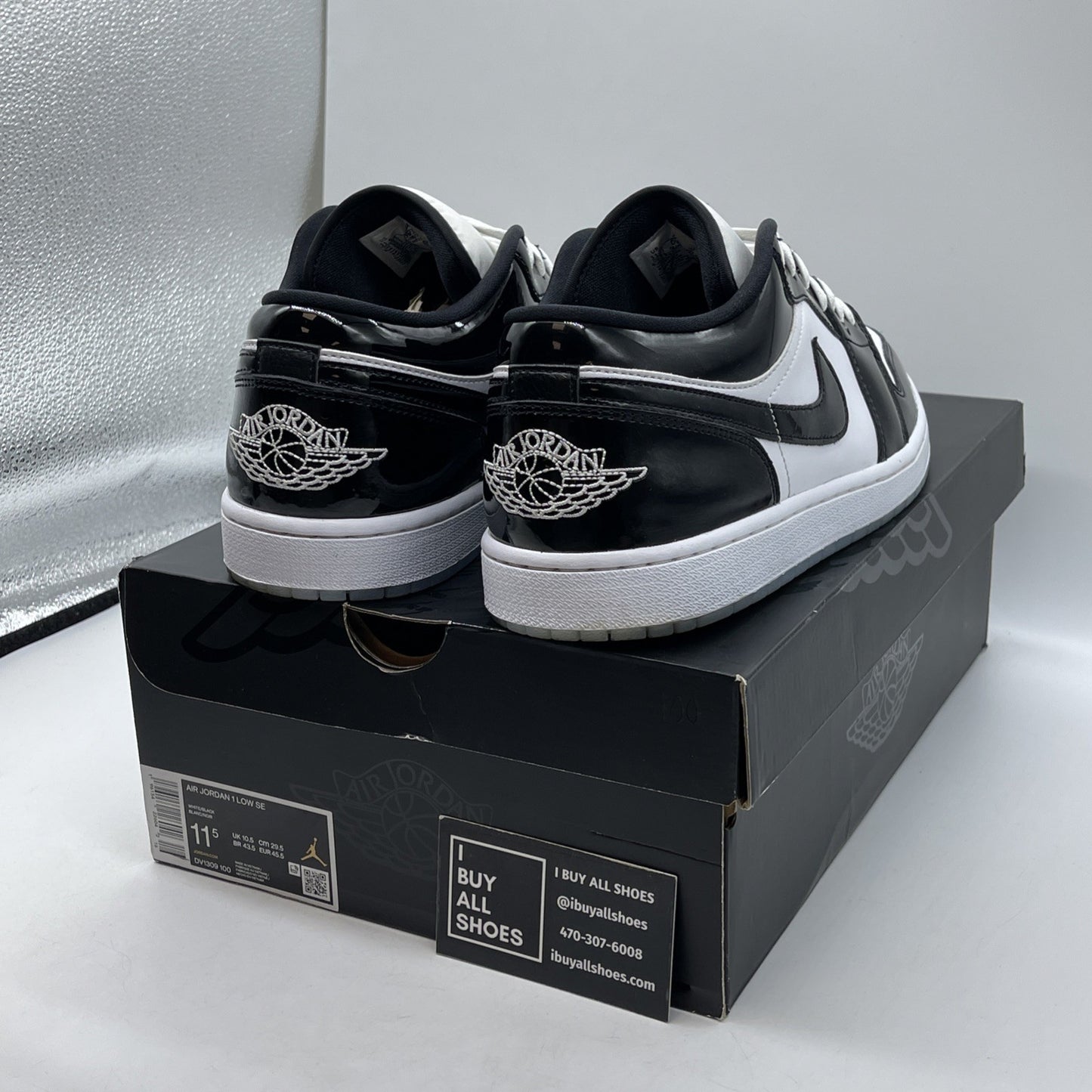 Size 11.5 - Jordan 1 Low SE Concord Black White Leather (DV1309-100)