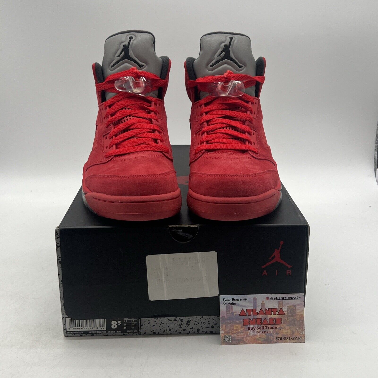 Size 8.5 - Air Jordan 5 Retro Red Suede Black Grey (136027-602)